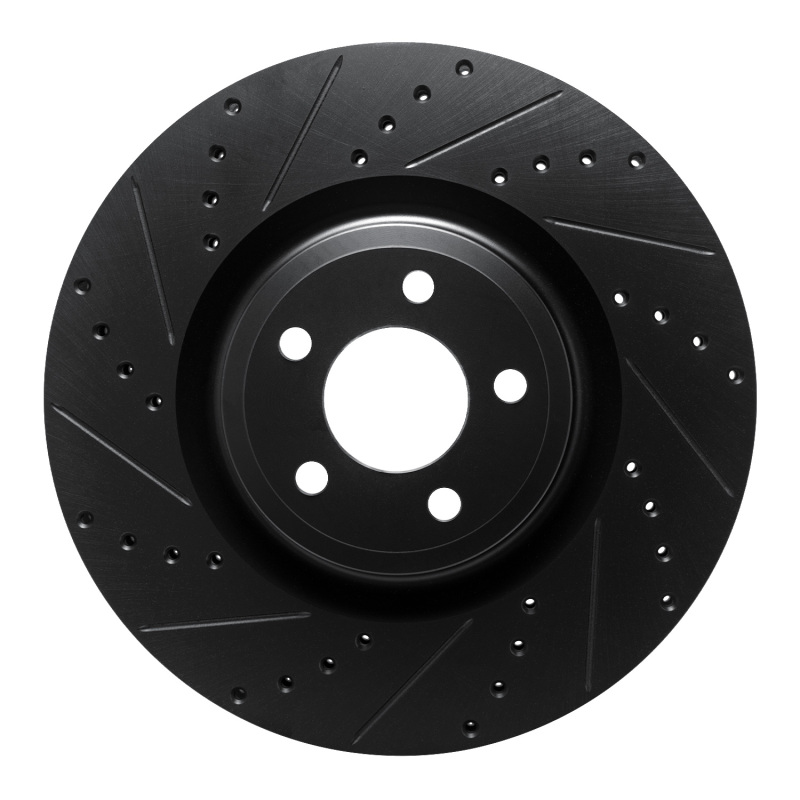 R1 20-25 Ford Police Interceptor Utility Front Left Drilled & Slotted Black Brake Rotor