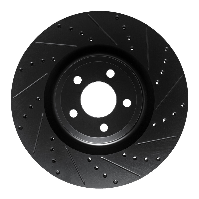 R1 20-25 Ford Explorer Front Right Drilled & Slotted Black Brake Rotor