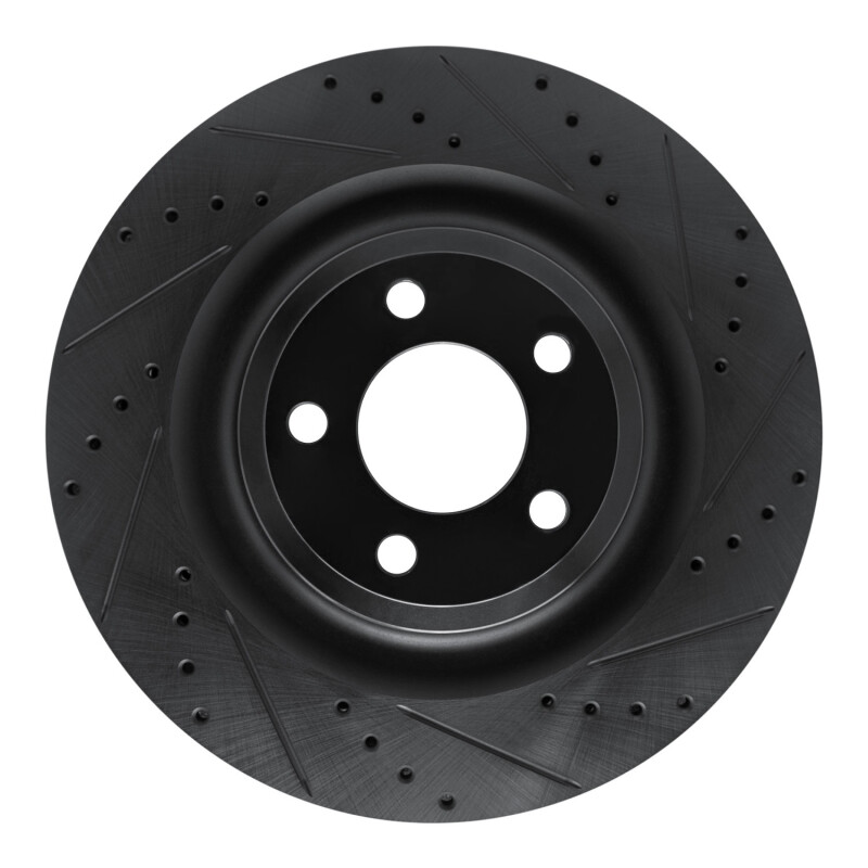 R1 20-25 Ford Police Interceptor Utility Rear Right Drilled & Slotted Black Brake Rotor