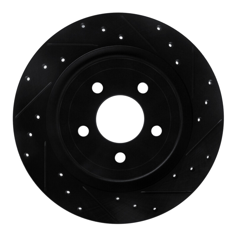 R1 20-25 Ford Explorer Rear Right Drilled & Slotted Black Brake Rotor