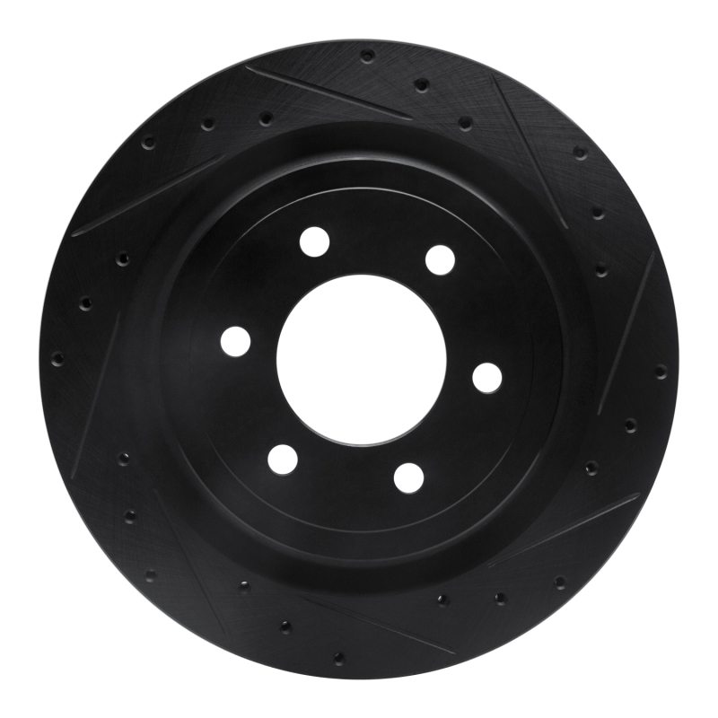 R1 21-25 Ford F-150 RWD Rear Right Drilled & Slotted Black Brake Rotor