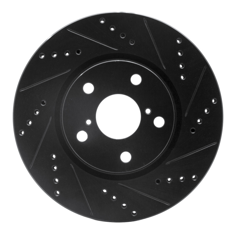 R1 20-22 Ford Mustang Left Front Drilled & Slotted Black Brake Rotor