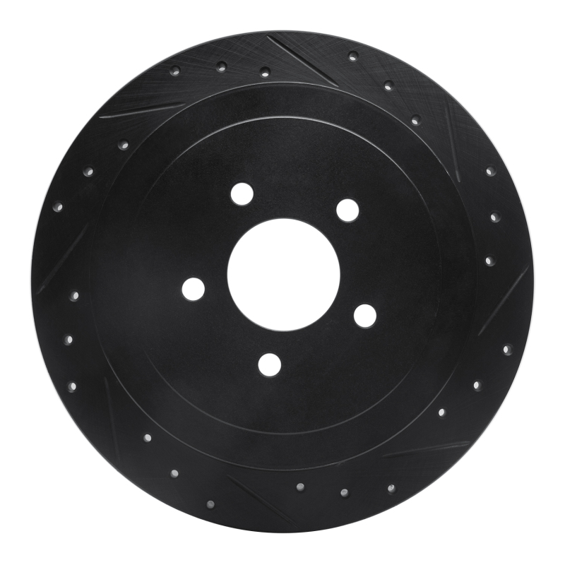 R1 03-11 Lincoln Town Car Rear Right Drilled & Slotted Black Brake Rotor
