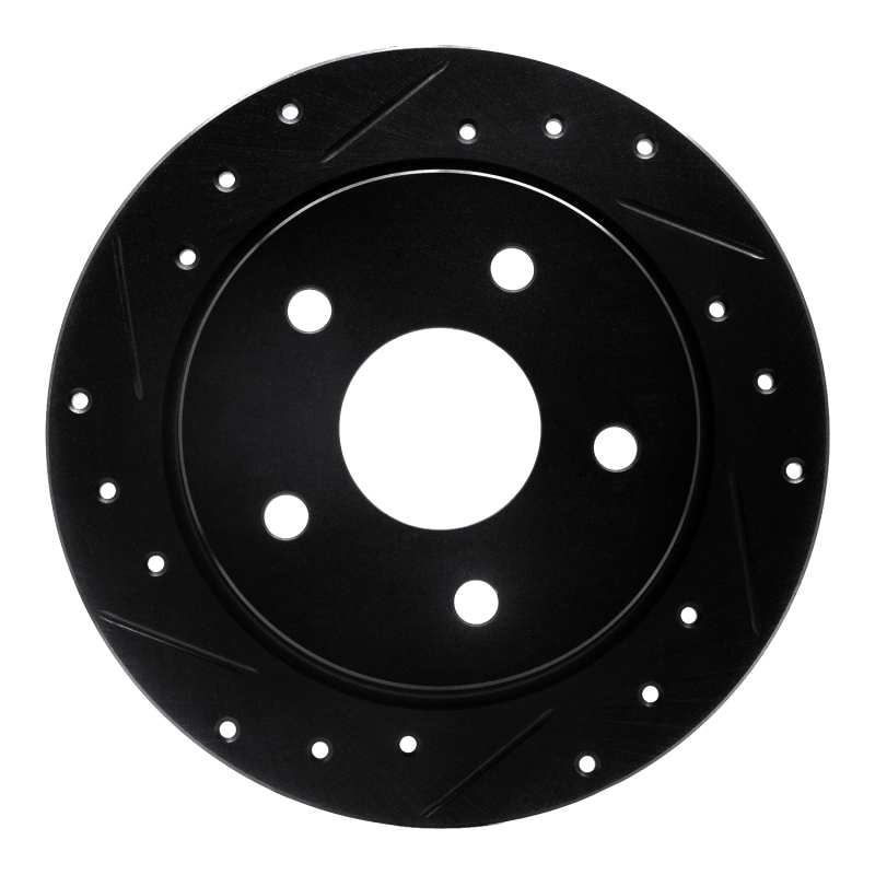 R1 88-89 Merkur SCORPIO Rear Left Drilled & Slotted Black Brake Rotor