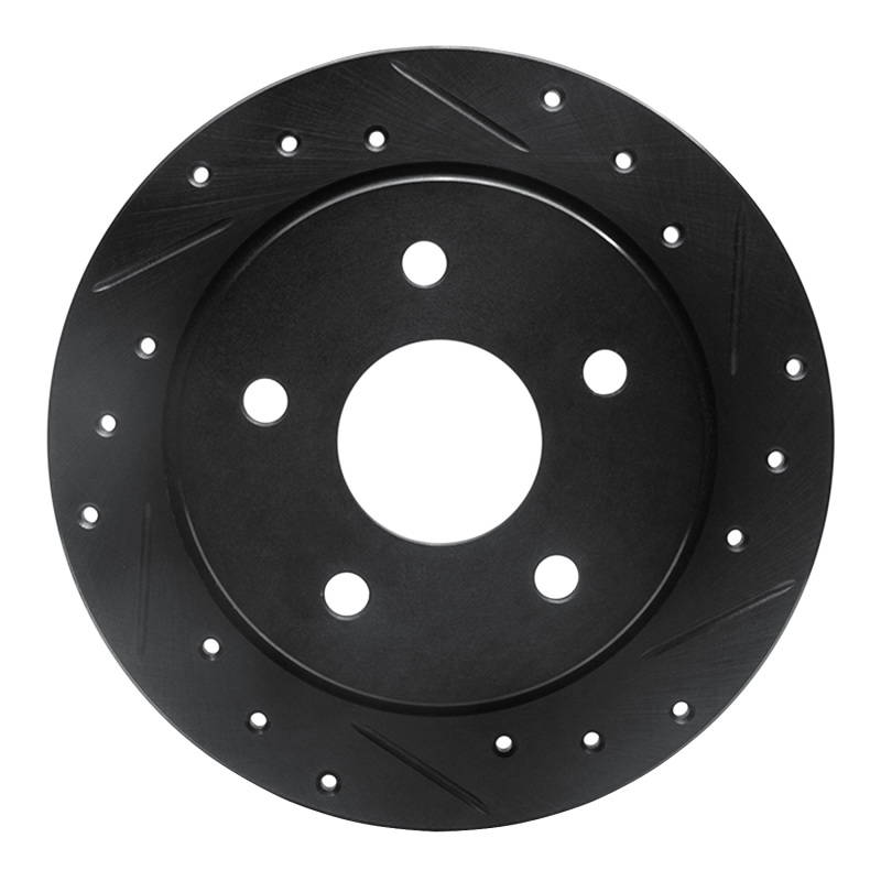 R1 88-89 Merkur SCORPIO Rear Right Drilled & Slotted Black Brake Rotor