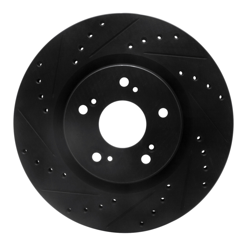 R1 97-05 Acura NSX Rear Left Drilled & Slotted Black Brake Rotor