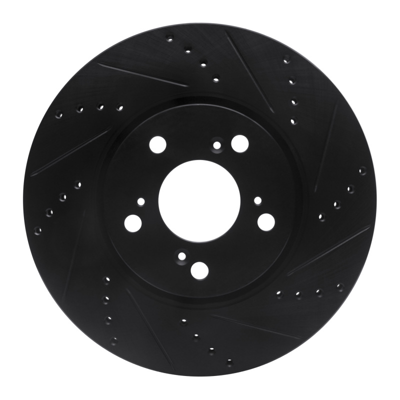 R1 14-20 Acura RLX Front Right Drilled & Slotted Black Brake Rotor