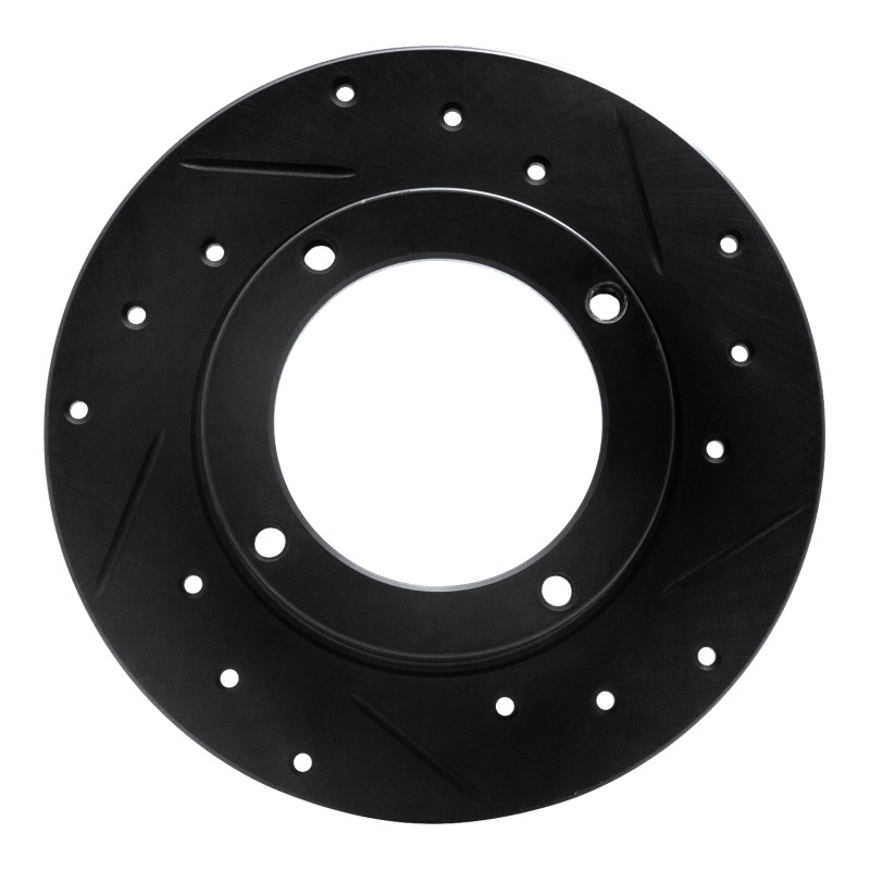 R1 73-79 Honda Civic Front Right Drilled & Slotted Black Brake Rotor