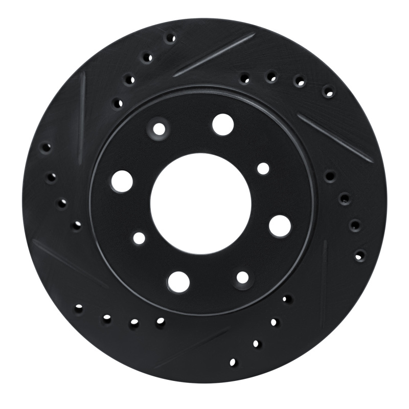 R1 83-87 Honda Prelude Front Left Drilled & Slotted Black Brake Rotor