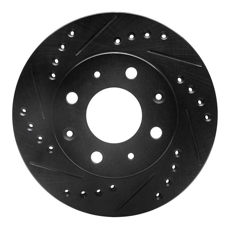 R1 82-83 Honda Accord Hatchback Front Left Drilled & Slotted Black Brake Rotor