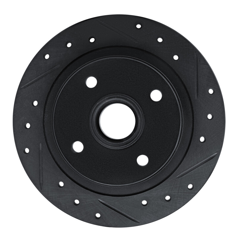 R1 84-87 Honda Prelude Rear Right Drilled & Slotted Black Brake Rotor