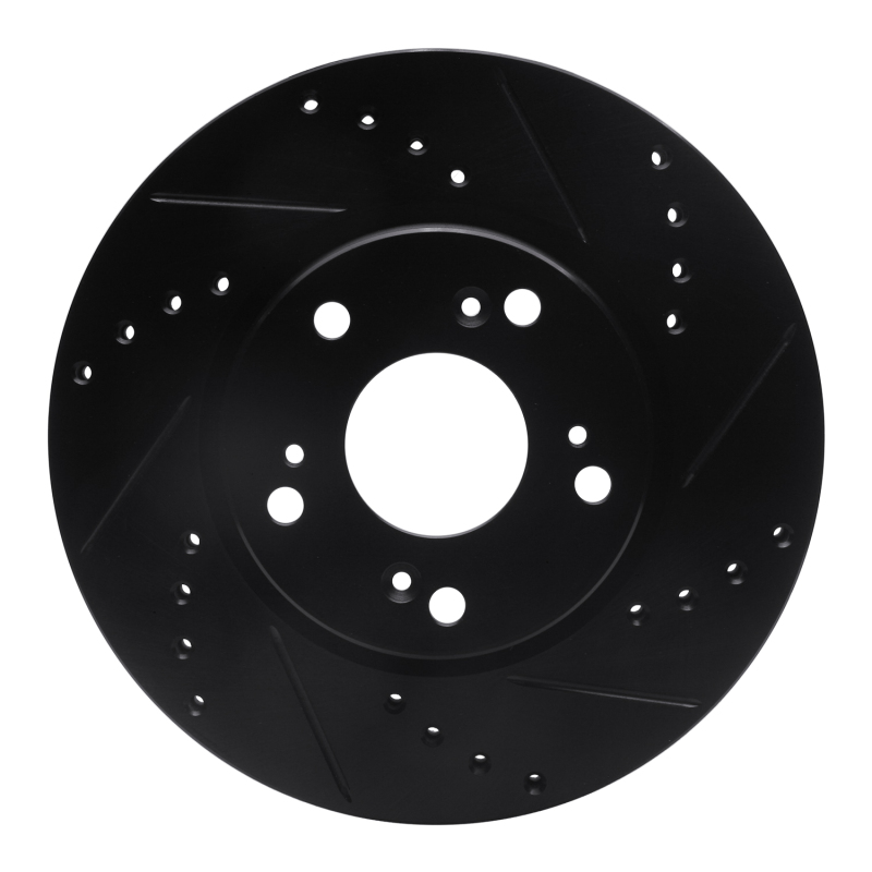 R1 03-17 Acura ILX Front Right Drilled & Slotted Black Brake Rotor