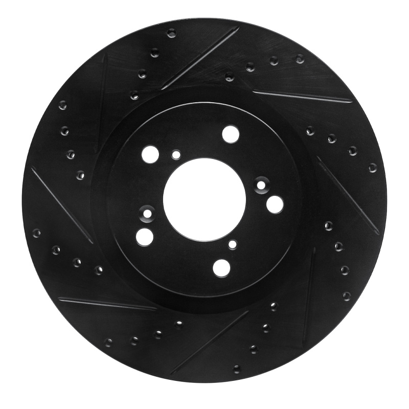 R1 09-14 Acura TL Front Left Drilled & Slotted Black Brake Rotor