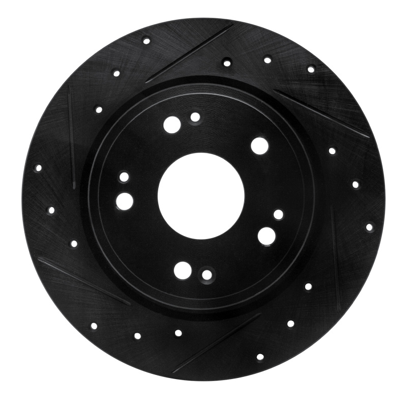R1 16-16 Honda CR-Z Rear Left Drilled & Slotted Black Brake Rotor