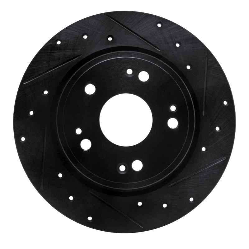 R1 16-16 Honda CR-Z Rear Right Drilled & Slotted Black Brake Rotor