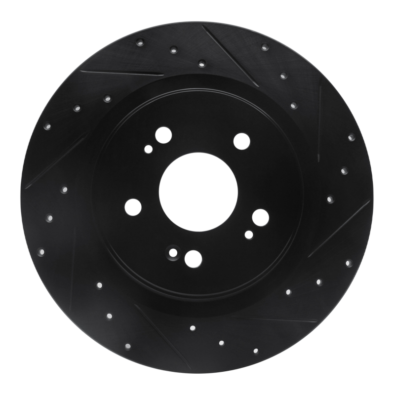R1 18-25 Honda Odyssey Rear Right Drilled & Slotted Black Brake Rotor