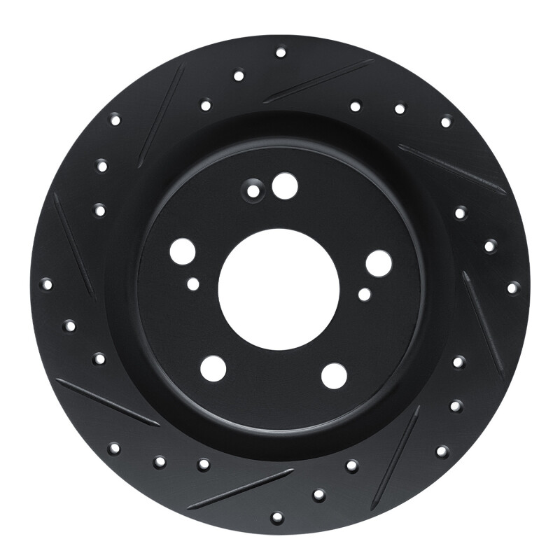 R1 17-25 Acura Integra Rear Left Drilled & Slotted Black Brake Rotor