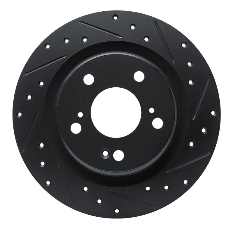 R1 17-25 Acura Integra Rear Right Drilled & Slotted Black Brake Rotor