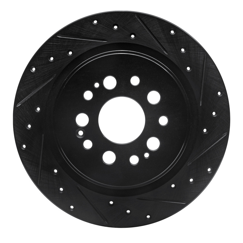 R1 17-25 Acura RDX Rear Right Drilled & Slotted Black Brake Rotor
