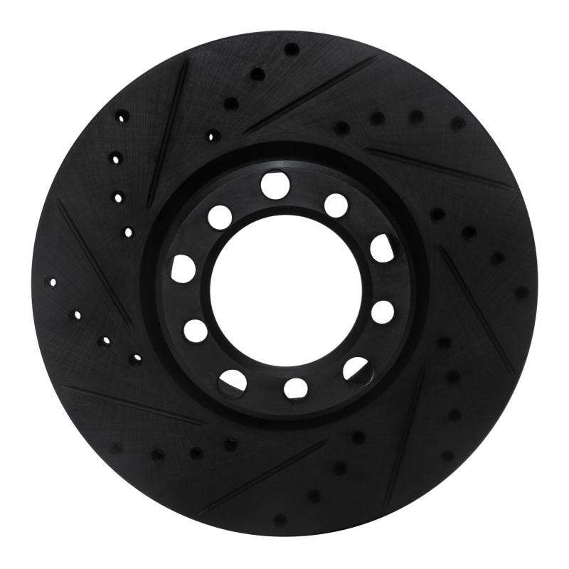 R1 82-85 Mercedes-Benz 380SEC Front Left Drilled & Slotted Black Brake Rotor