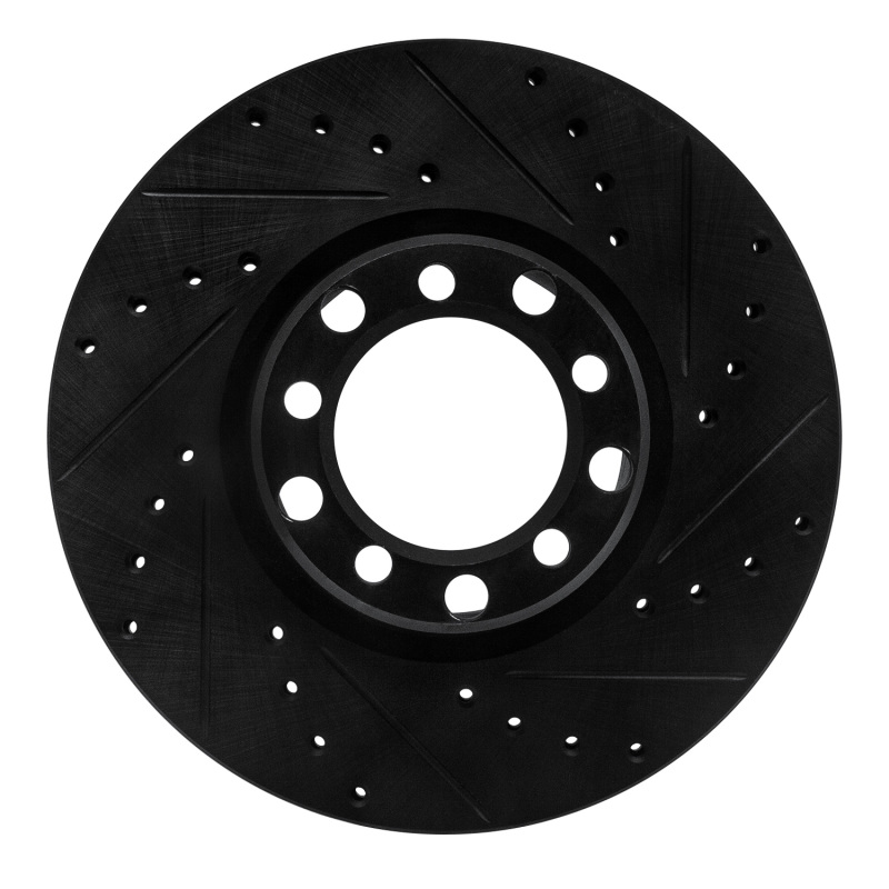 R1 82-85 Mercedes-Benz 500SEC Front Right Drilled & Slotted Black Brake Rotor