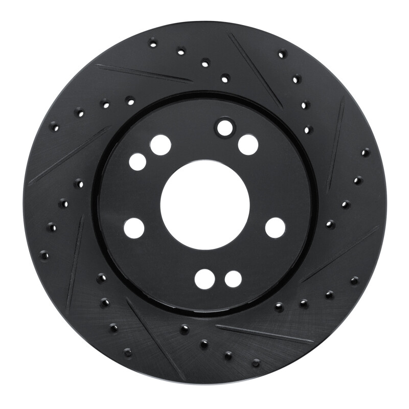 R1 90-92 Mercedes-Benz 300E Front Right Drilled & Slotted Black Brake Rotor