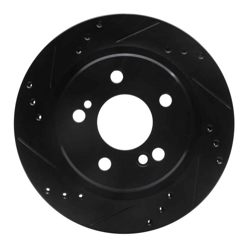R1 92-95 Mercedes-Benz E420 Rear Left Drilled & Slotted Black Brake Rotor
