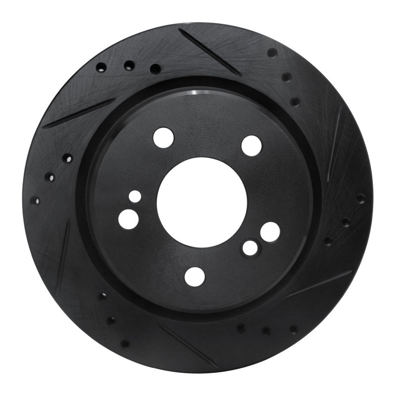 R1 92-95 Mercedes-Benz E420 Rear Right Drilled & Slotted Black Brake Rotor