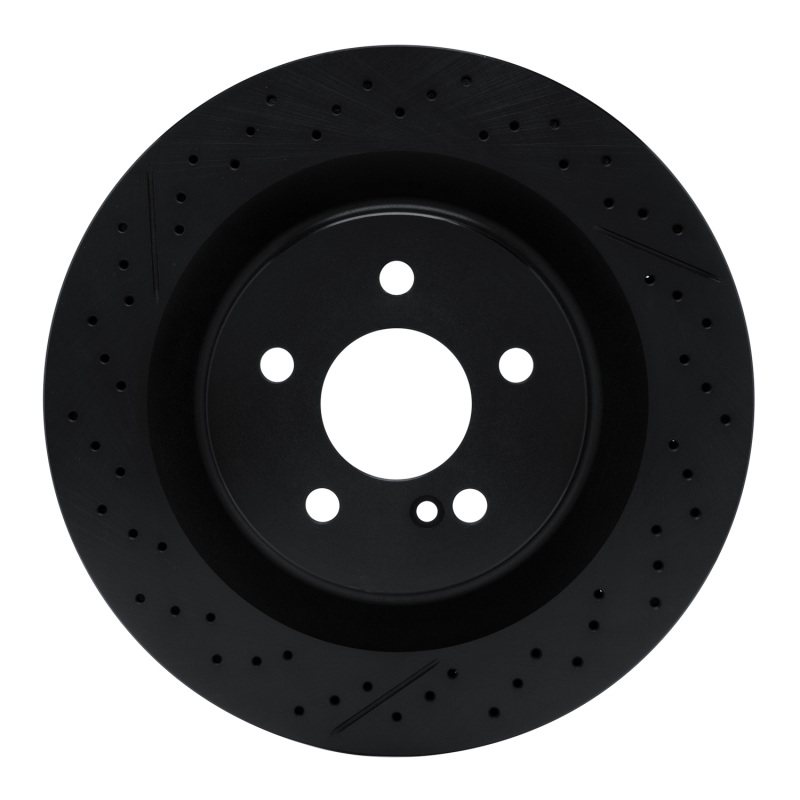 R1 05-11 Mercedes-Benz CLK63 AMG Rear Drilled & Slotted Black Brake Rotor