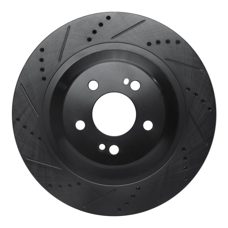 R1 14-21 Mercedes-Benz Maybach S560 Rear Left Drilled & Slotted Black Brake Rotor