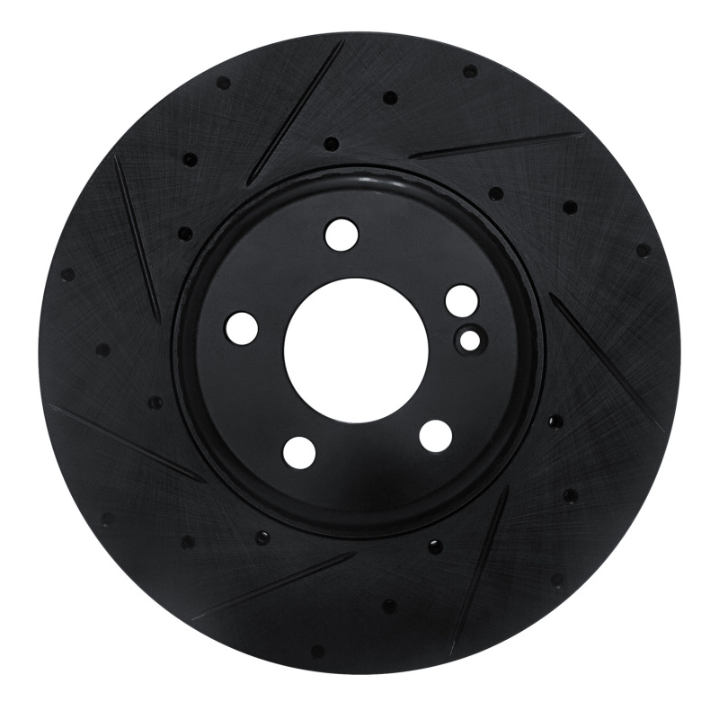 R1 15-23 Mercedes-Benz C300 Sedan Front Left Drilled & Slotted Black Brake Rotor