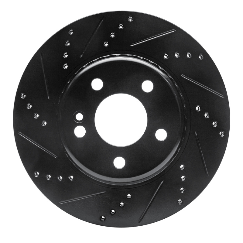 R1 15-23 Mercedes-Benz E300 Rear Left Drilled & Slotted Black Brake Rotor