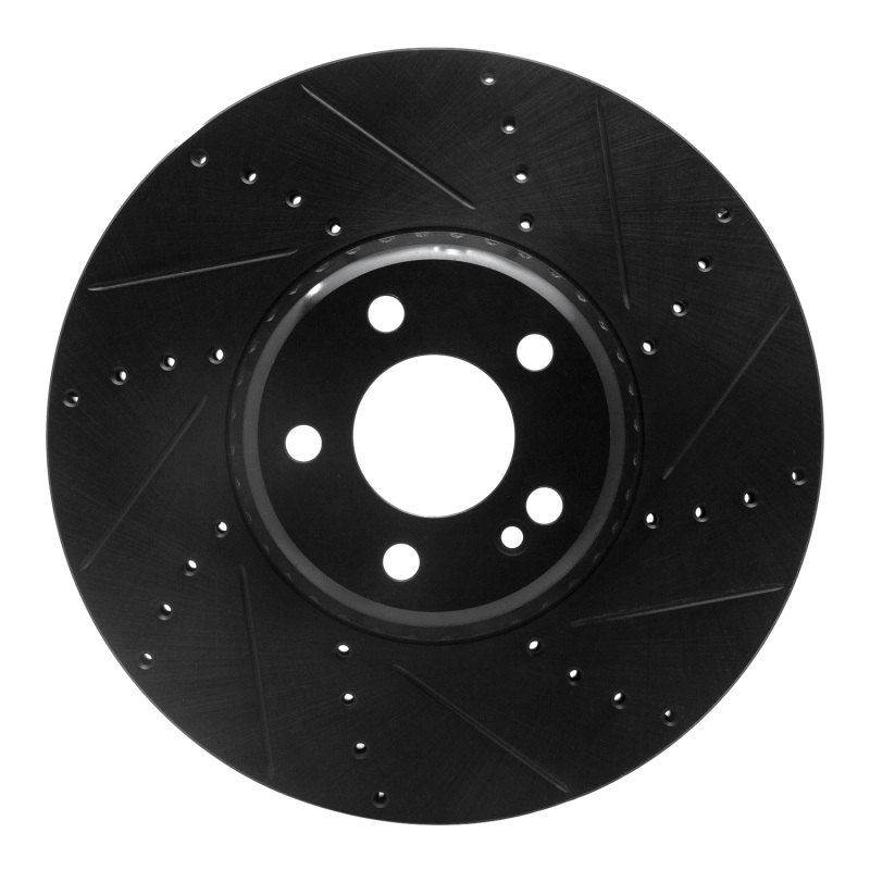 R1 15-23 Mercedes-Benz C300 Sedan Front Right Drilled & Slotted Black Brake Rotor