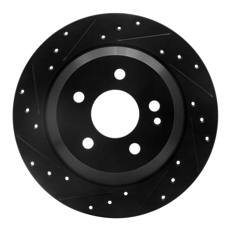 R1 16-23 Mercedes-Benz Metris Rear Left Drilled & Slotted Black Brake Rotor