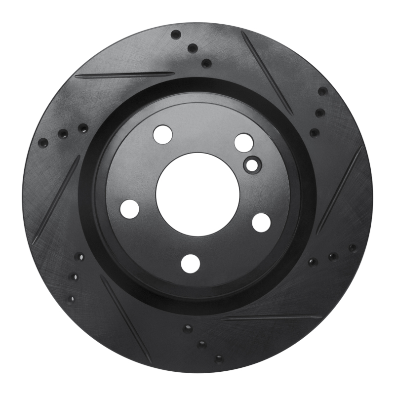 R1 14-19 Mercedes-Benz CLA250 Rear Right Drilled & Slotted Black Brake Rotor