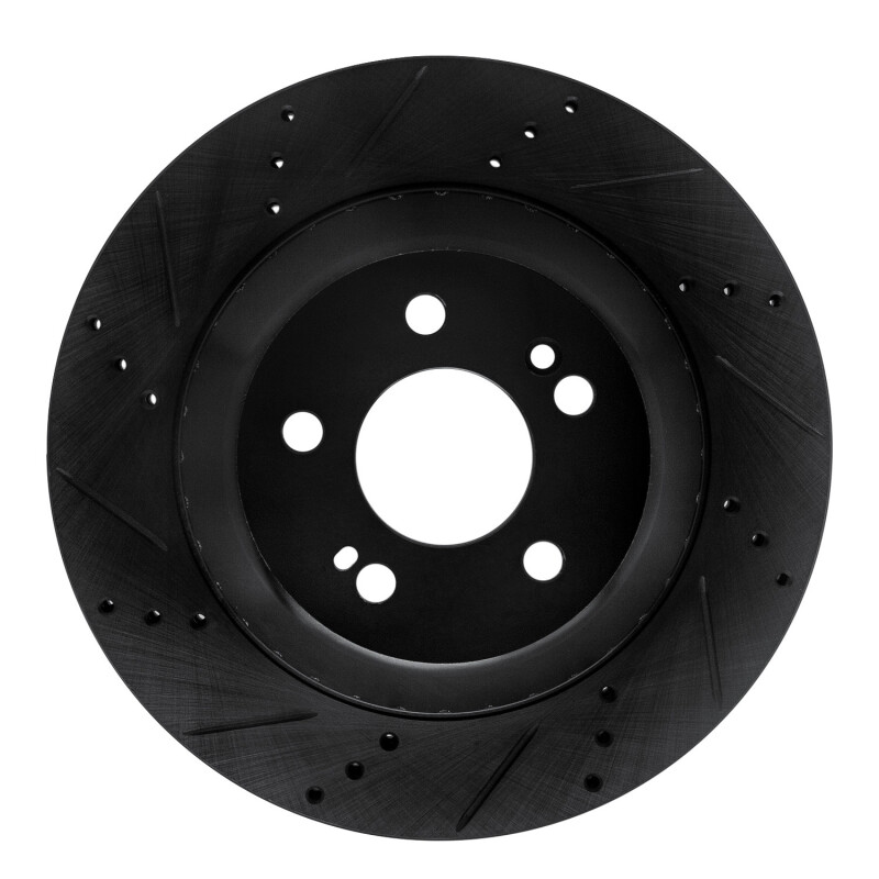 R1 15-21 Mercedes-Benz S560 Rear Left Drilled & Slotted Black Brake Rotor