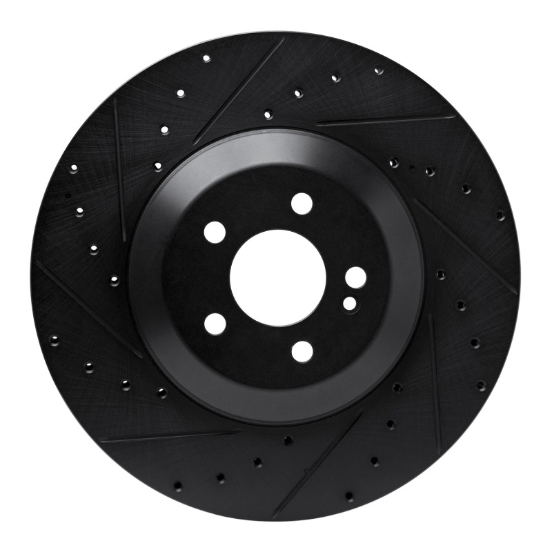 R1 17-23 Mercedes-Benz E43 AMG Rear Left Drilled & Slotted Black Brake Rotor