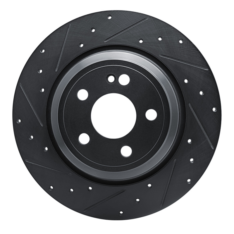 R1 20-25 Mercedes-Benz GLE350 Rear Left Drilled & Slotted Black Brake Rotor