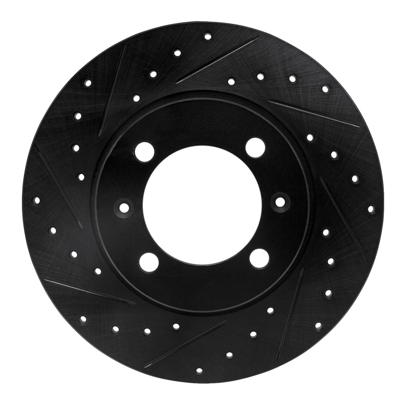 R1 81-87 Saab 900 Front Left Drilled & Slotted Black Brake Rotor