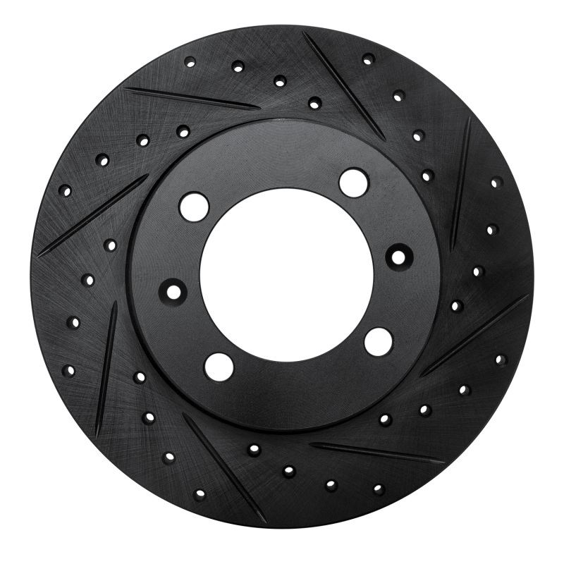 R1 81-87 Saab 900 Front Right Drilled & Slotted Black Brake Rotor