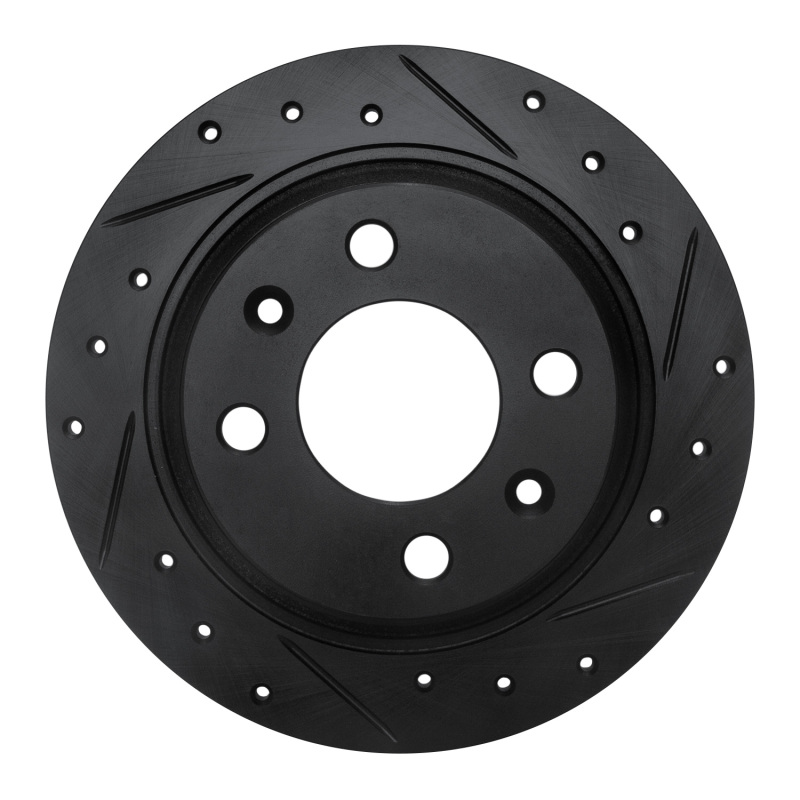 R1 86-98 Saab 9000 Rear Right Drilled & Slotted Black Brake Rotor