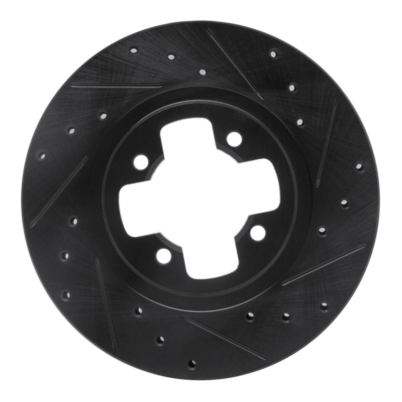 R1 81-88 Nissan Maxima Front Right Drilled & Slotted Black Brake Rotor