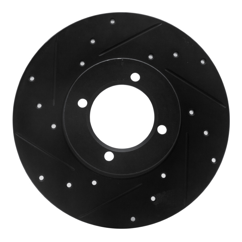 R1 80-83 Nissan 200SX Front Left Drilled & Slotted Black Brake Rotor