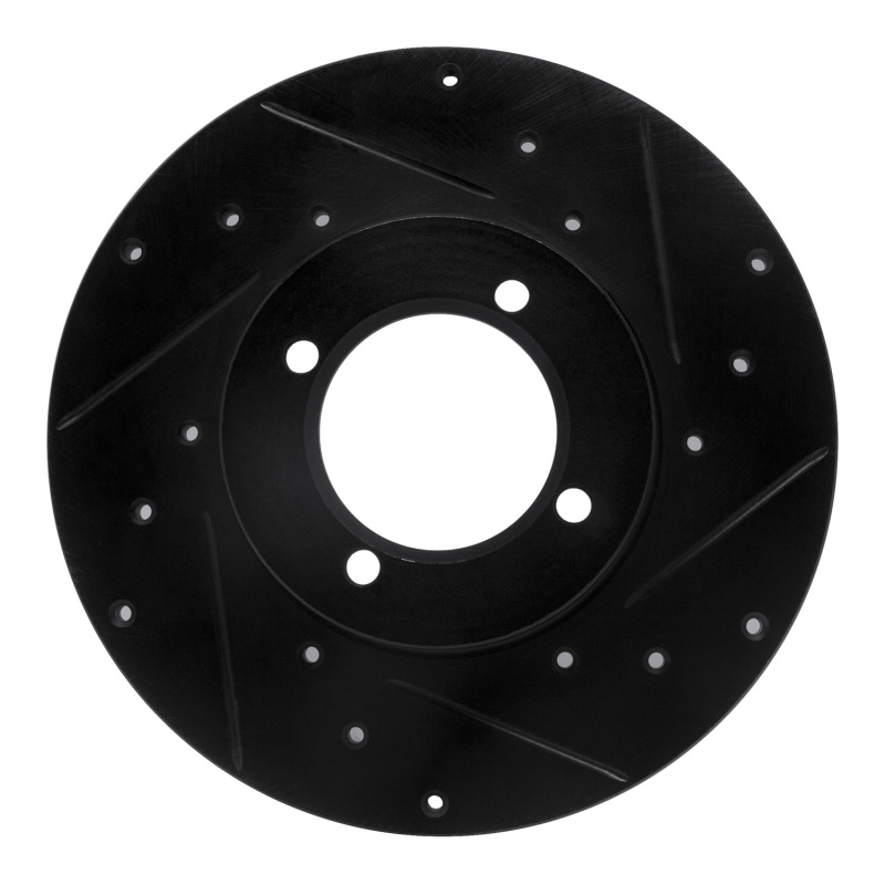 R1 80-83 Nissan 200SX Front Right Drilled & Slotted Black Brake Rotor