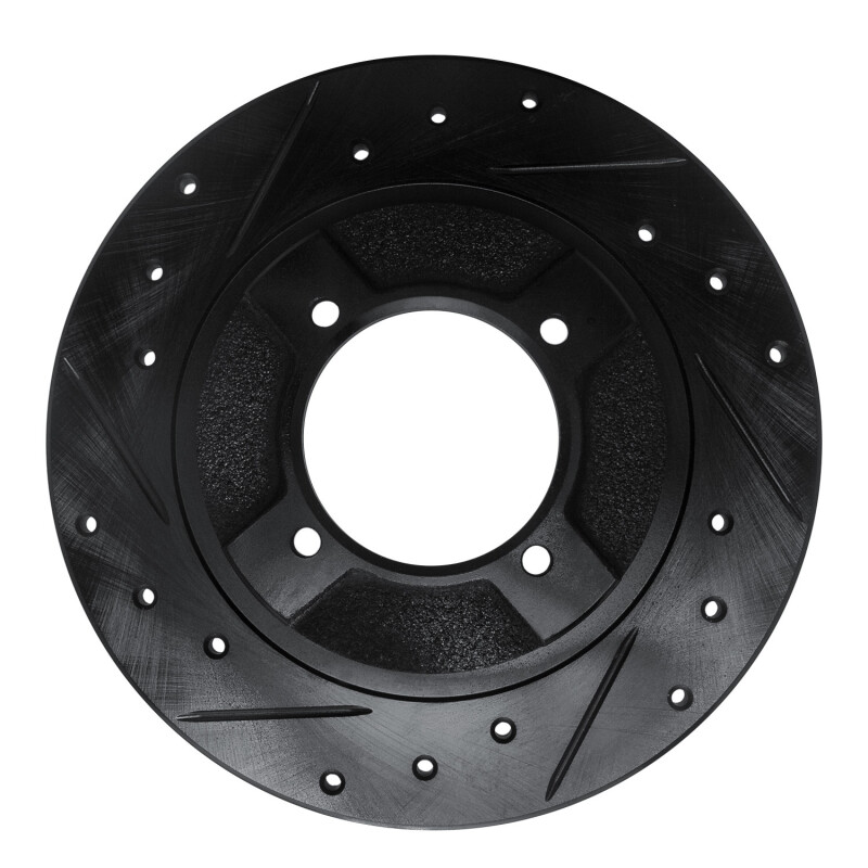 R1 82-86 Nissan SENTRA Front Left Drilled & Slotted Black Brake Rotor