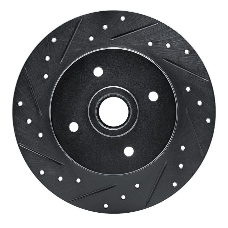 R1 84-87 Nissan Maxima Rear Left Drilled & Slotted Black Brake Rotor