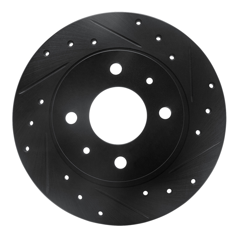 R1 86-06 Nissan TSURU (Mexico) Front Right Drilled & Slotted Black Brake Rotor