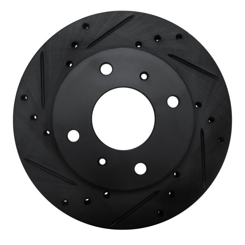 R1 85-89 Nissan STANZA Front Left Drilled & Slotted Black Brake Rotor