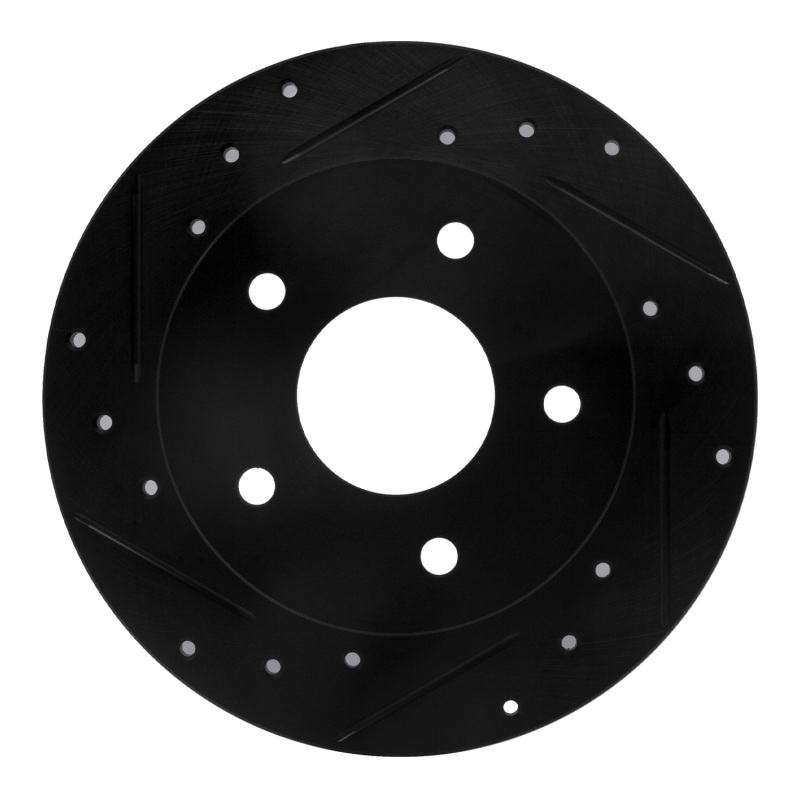 R1 89-93 Nissan Maxima Rear Left Drilled & Slotted Black Brake Rotor
