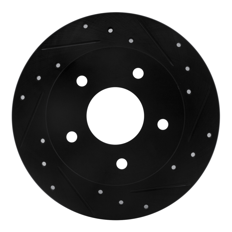 R1 89-93 Nissan Maxima Rear Right Drilled & Slotted Black Brake Rotor